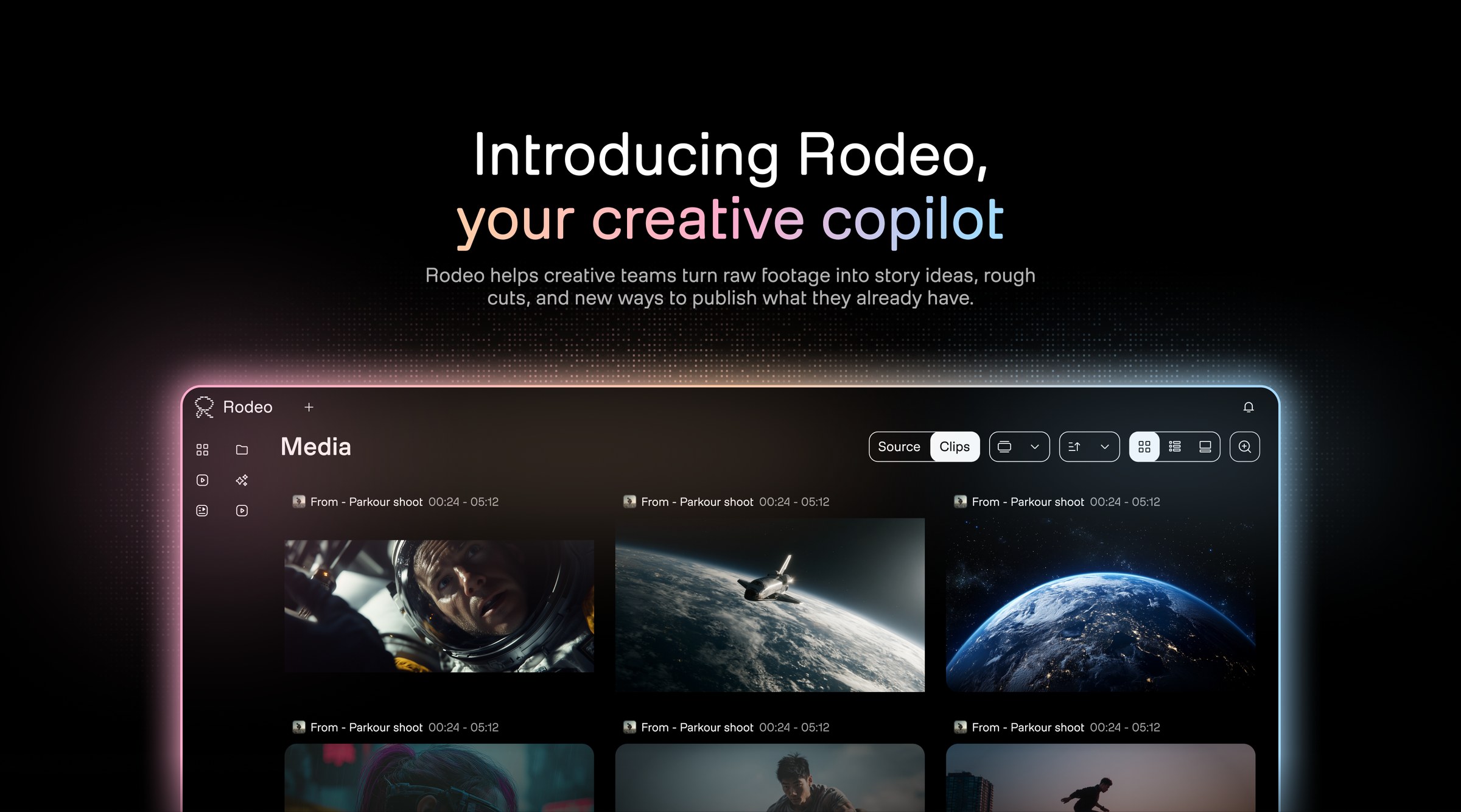 Introducing Rodeo, with the media library behind it already full.