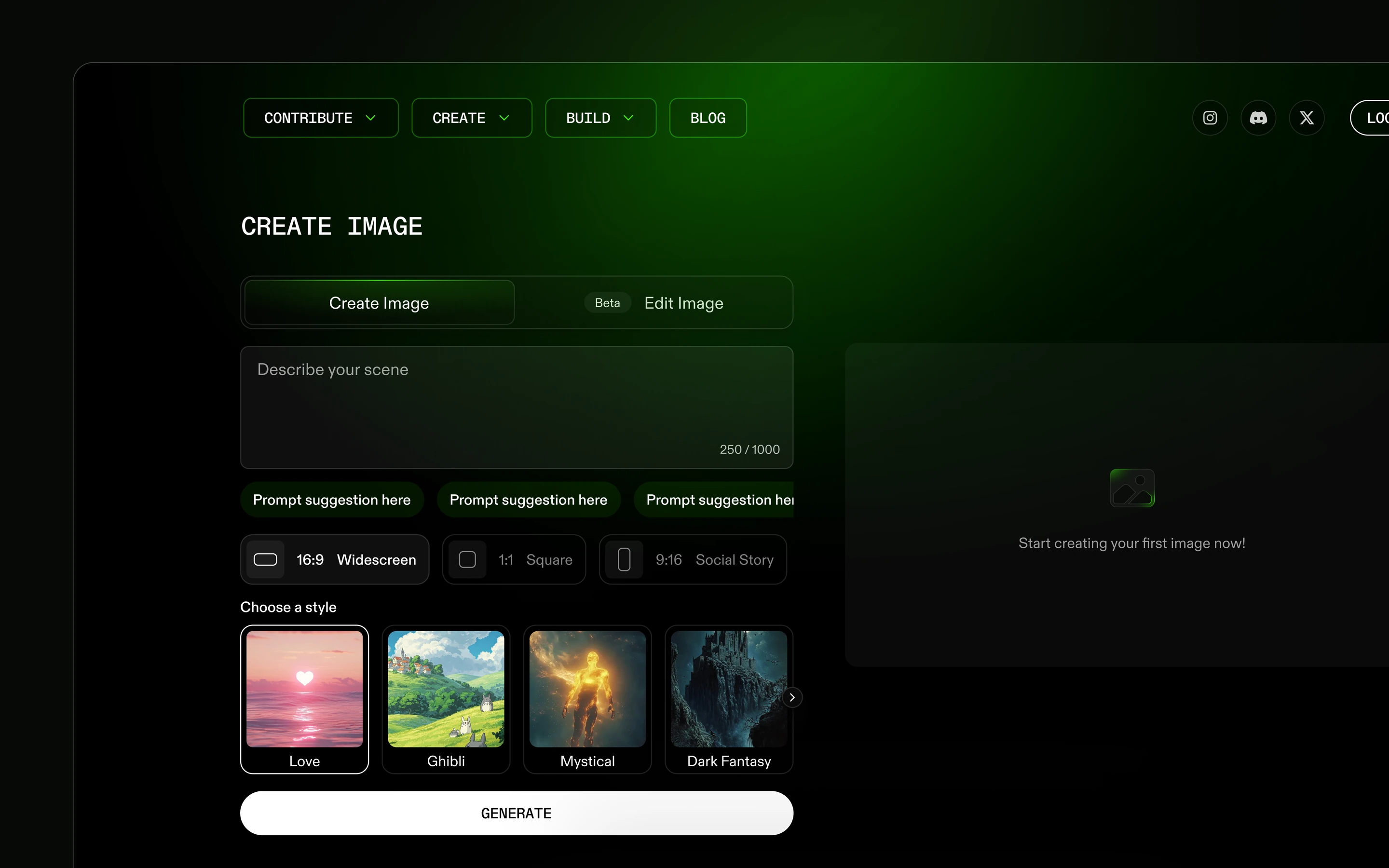 The W.AI image generator, running in the browser.