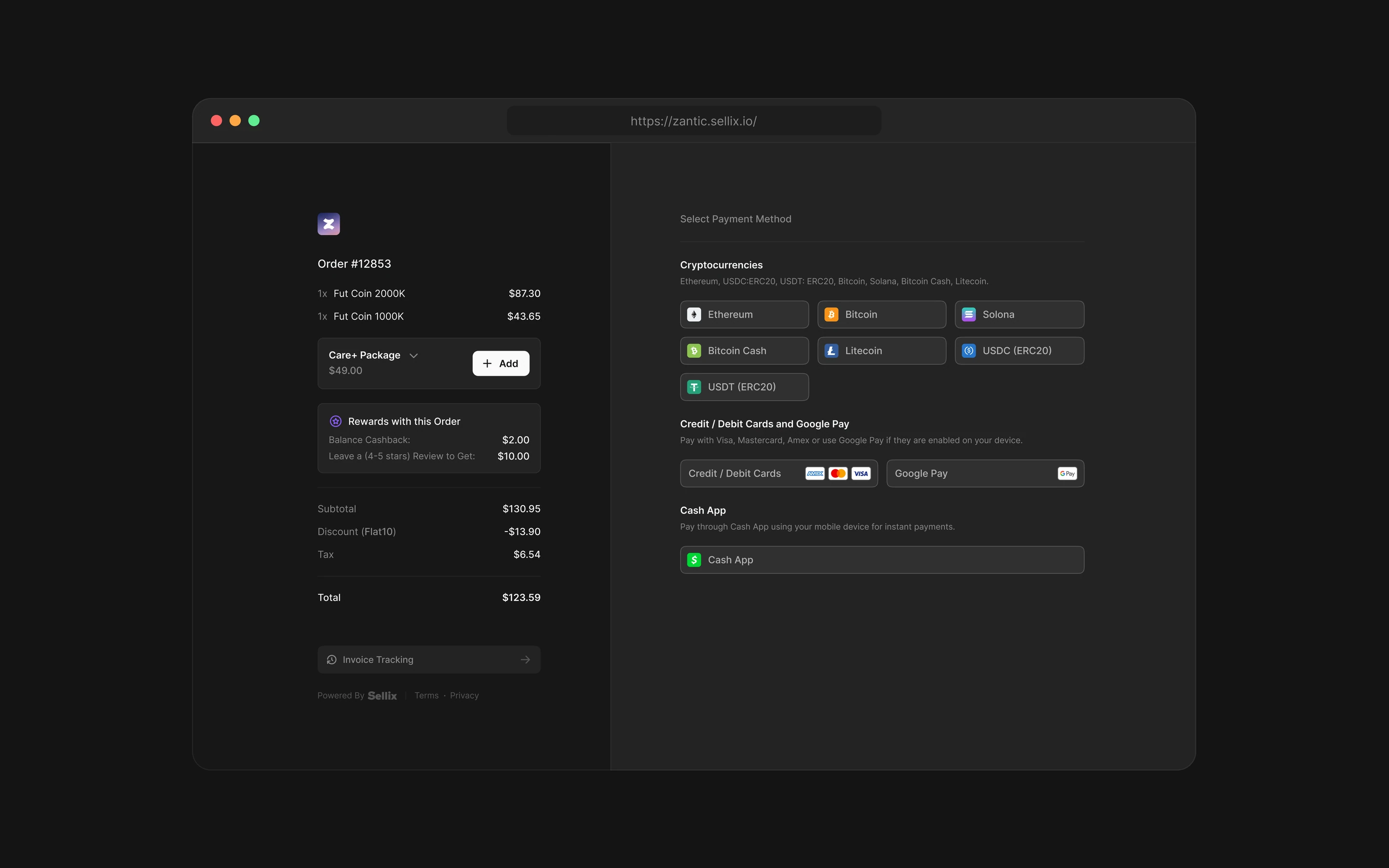 The Sellix checkout.