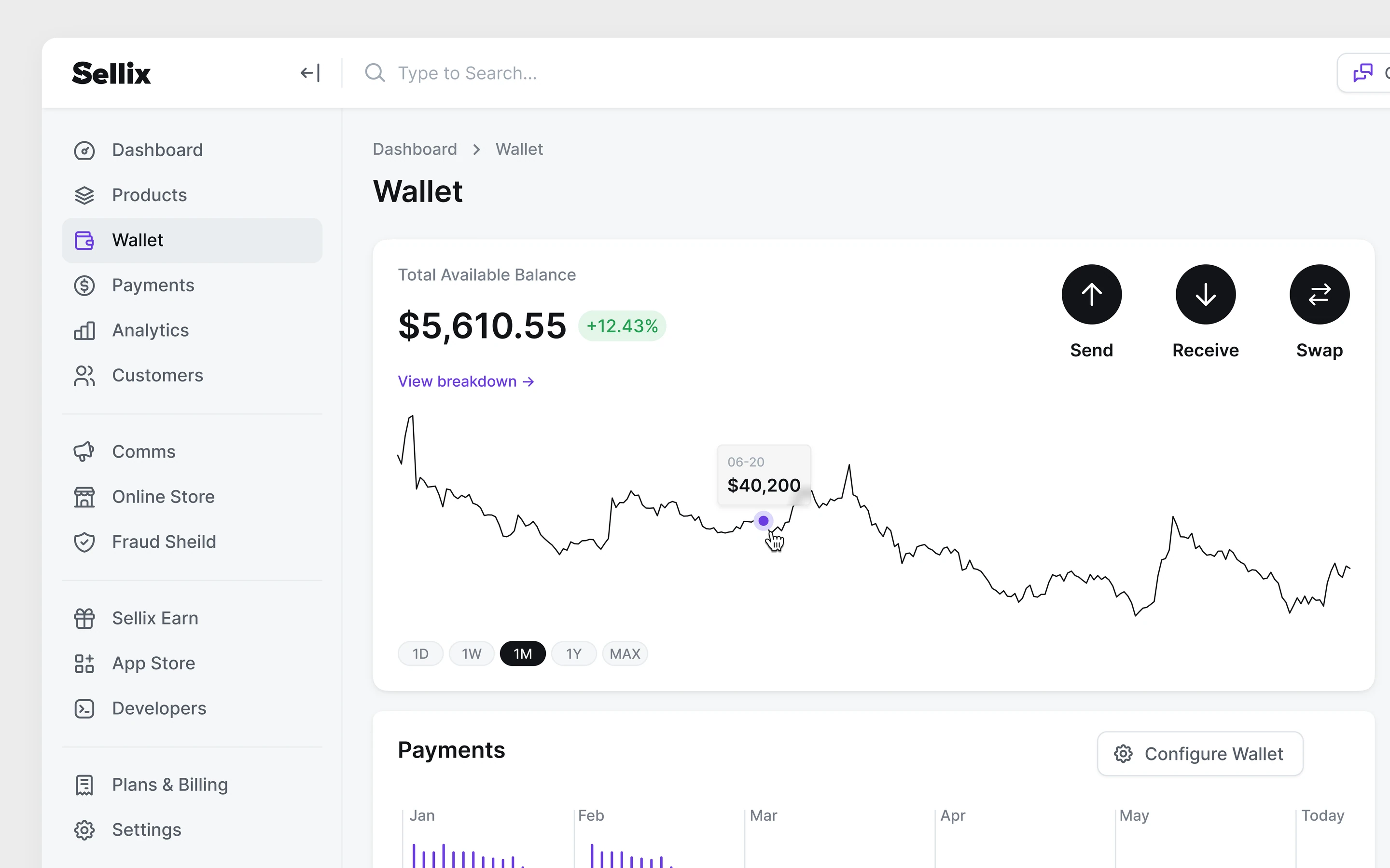 The Sellix wallet, built out of the shared components.